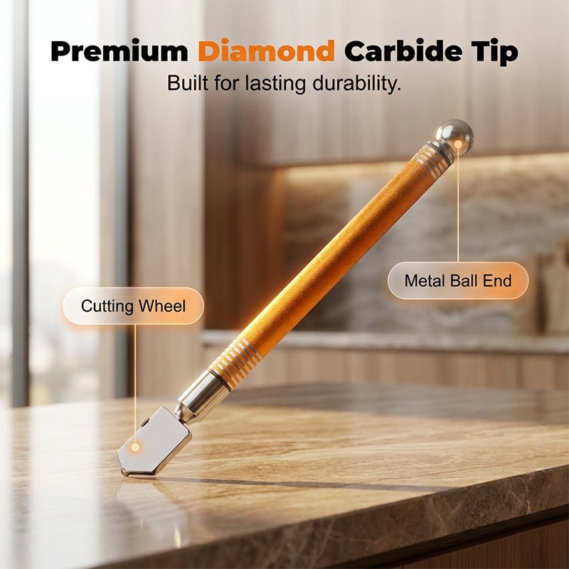 🔥Professional Diamond Glass Cutter with Alloy Handle Roller Wheel