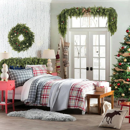 🎄9ft Real Touch Artificial Cedar Garland | Lifelike Winter Pine Greenery for Christmas Mantle, Table & Wall Decor