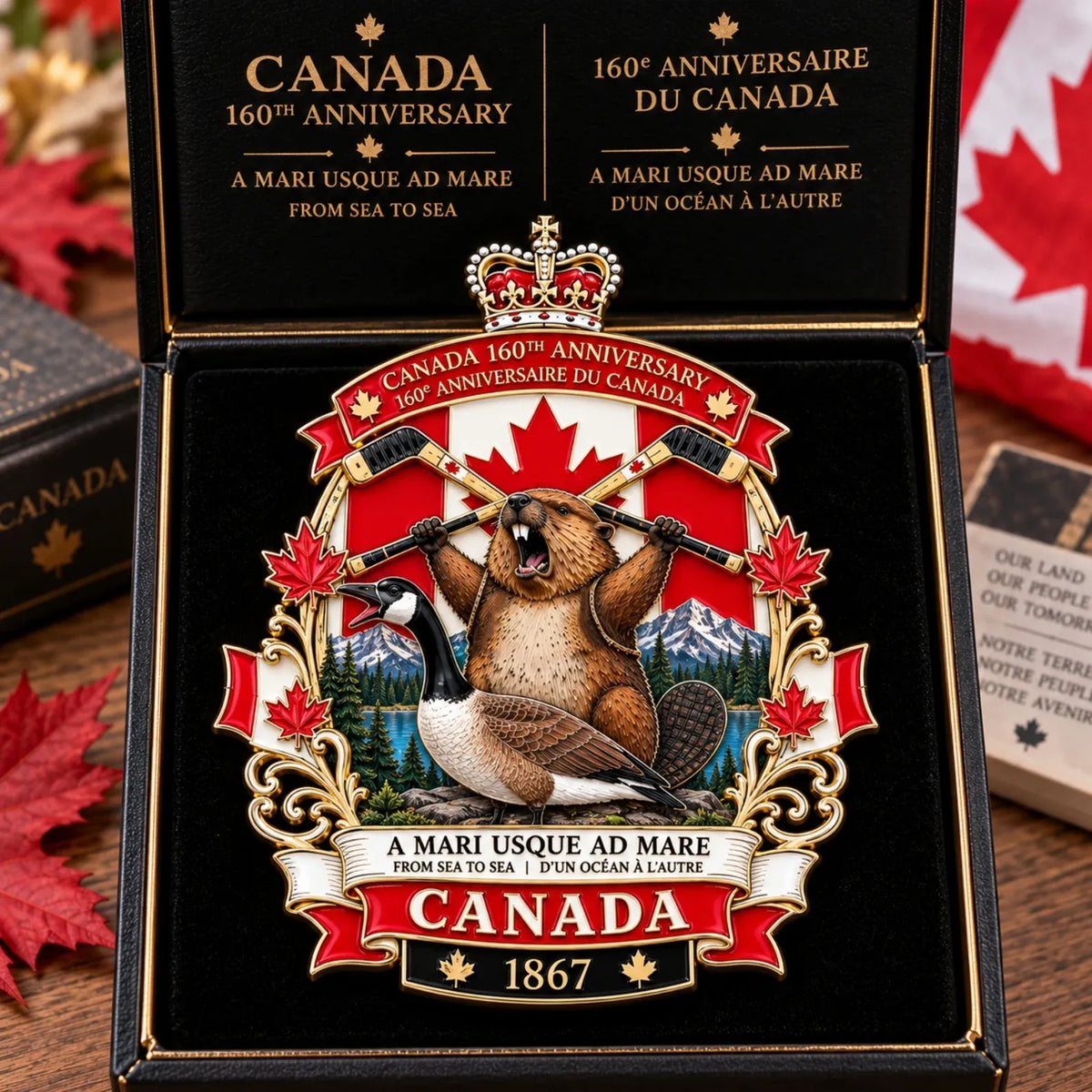 🍁 Canada 160th Anniversary “A Mari Usque Ad Mare” Tribute Badge | 3.5-Inch 3D Metal Enamel Keepsake 🇨🇦