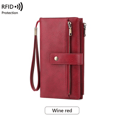 🔥Last Day 49% OFF🔥RFID Blocking Women's Long Wallet: Stylish Solid Leather Clutch (Large Capacity)👛