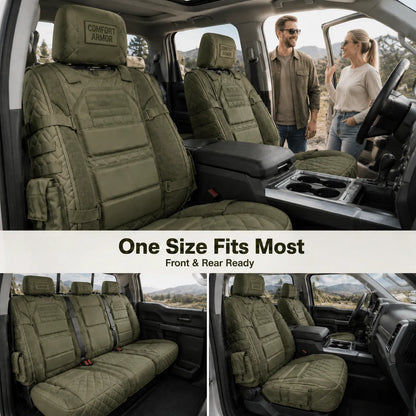 🎖️ Military‑Style Auto Seat Protectors｜Universal Fit Heavy‑Duty Cushion For Long‑Drive Vehicle Owners