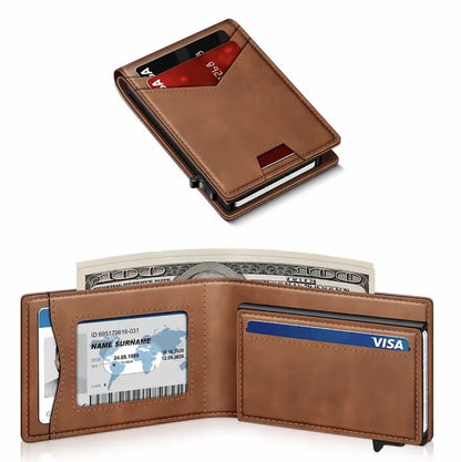 💳 Men's RFID Minimalist Pop-Up Wallet – ID Window & Money Clip