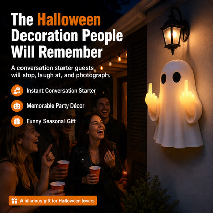 👻 Light-Up Rude Ghost Wall Decor – Funny Halloween Porch Decoration