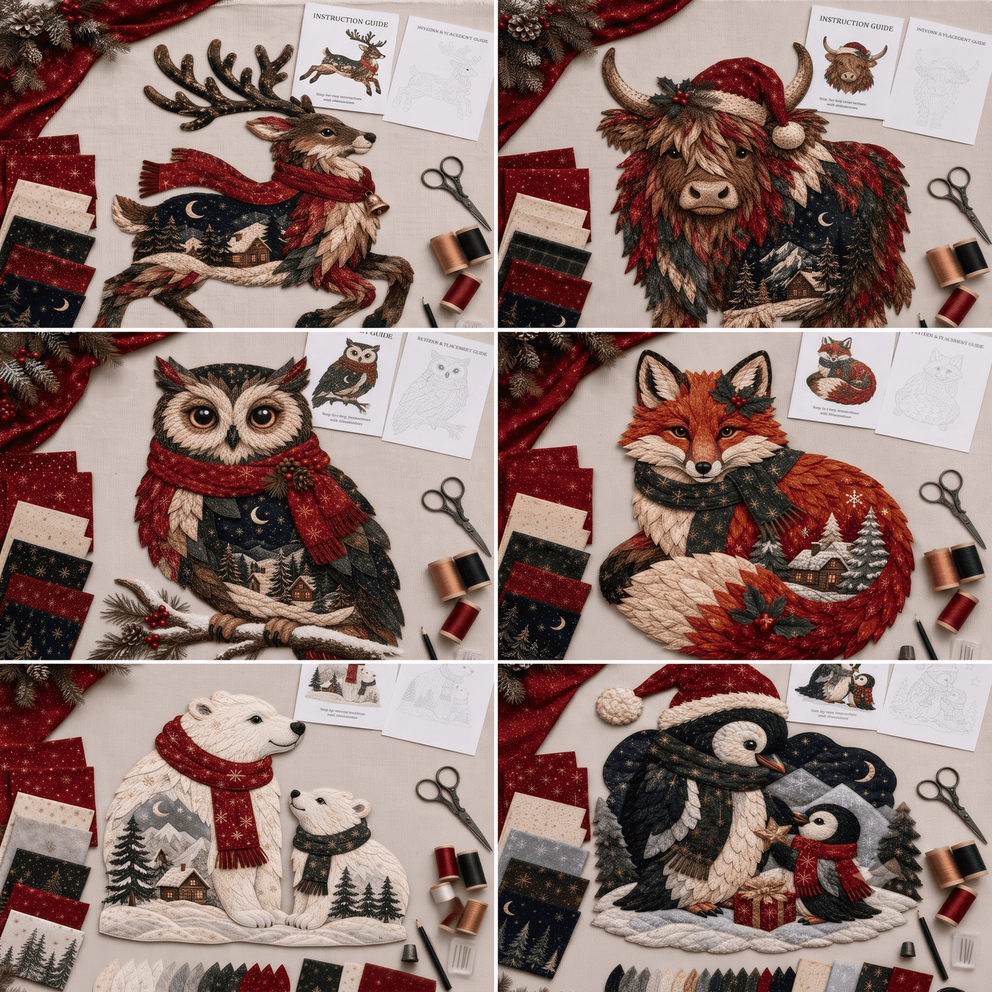 🔥LAST DAY 49% OFF - 🎄🎅Christmas Woodland Wildlife DIY Patchwork Kit – ✨Create a Festive Handmade Keepsake