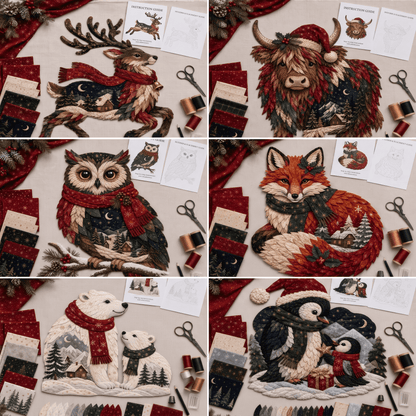 🔥LAST DAY 49% OFF - 🎄🎅Christmas Woodland Wildlife DIY Patchwork Kit – ✨Create a Festive Handmade Keepsake