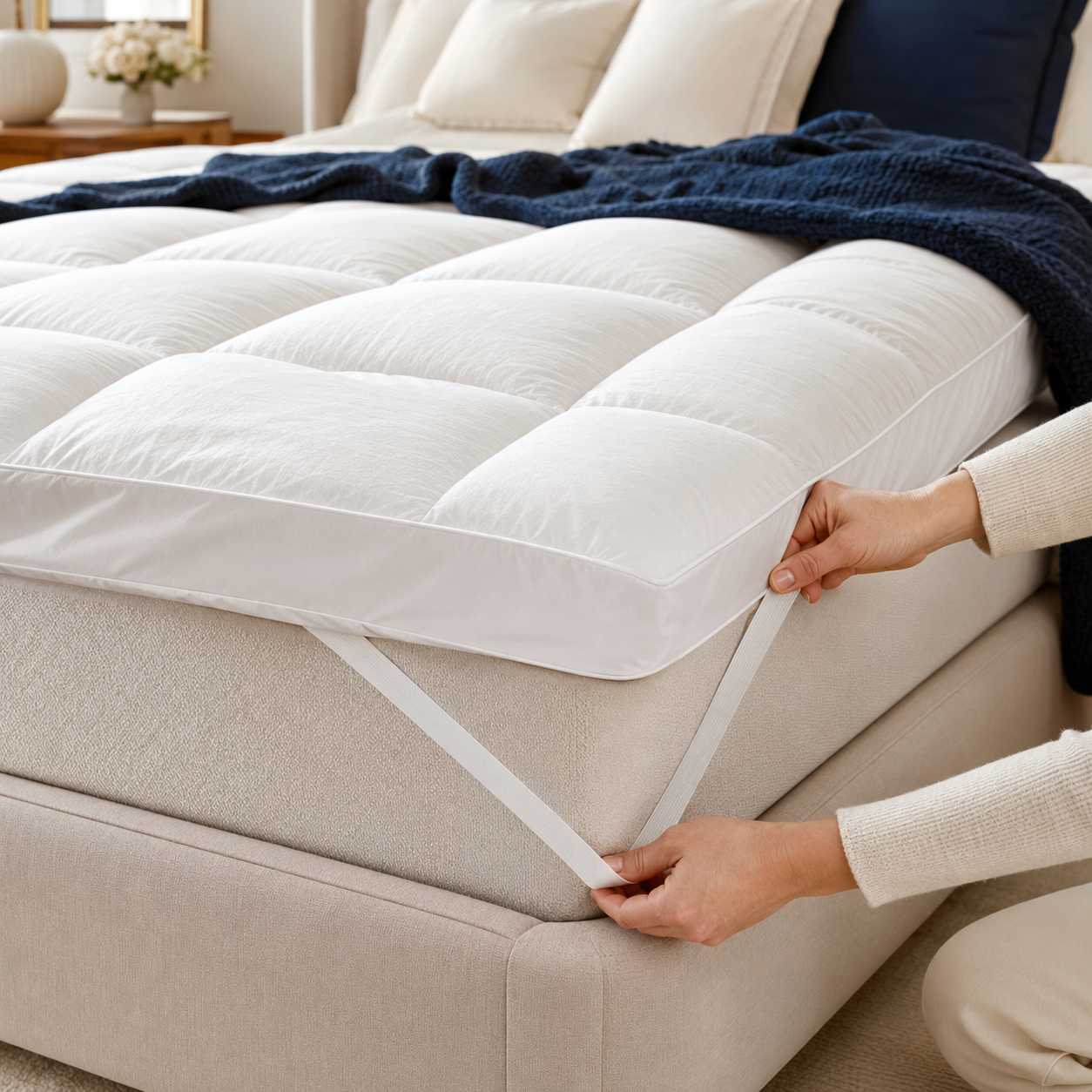 ☁️1000GSM Extra Thick Premium Quilted Mattress Topper