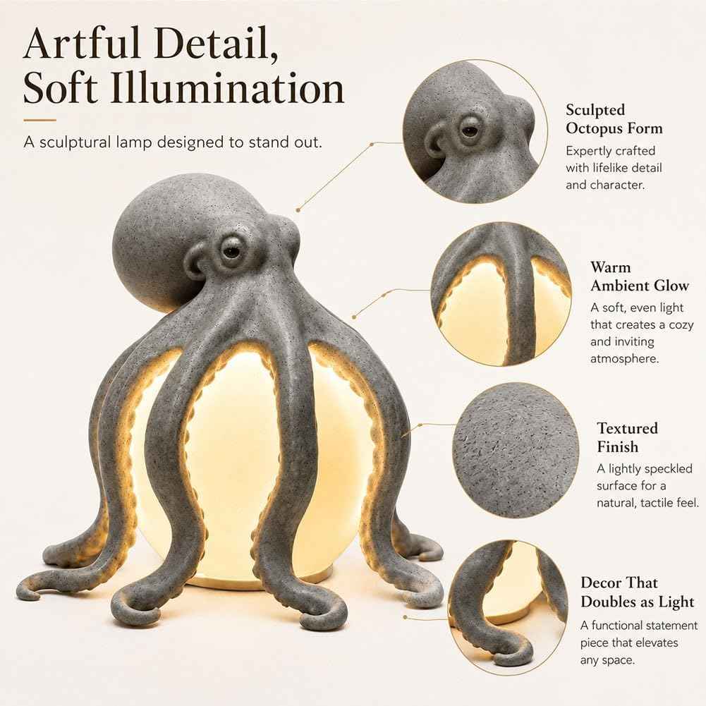 🎁🎉Only $29.99 This Week🌟🐙 Ocean Sculpture Octopus Ambient Table Lamp