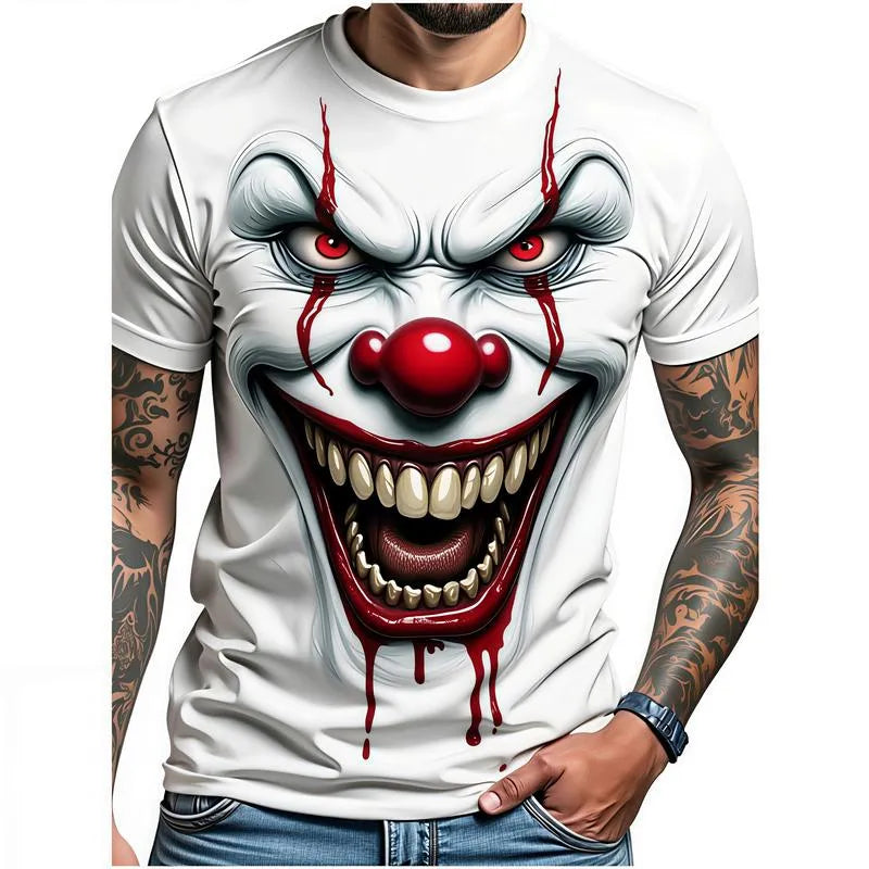 Men's 3D horror clown graphic T-shirt