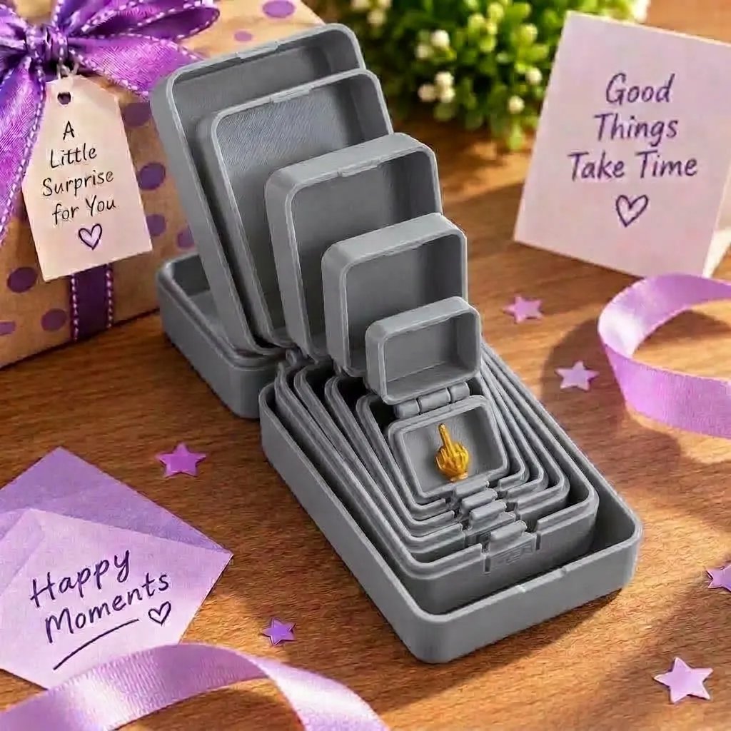 💯🎁 6-Layer Nesting Prank Gift Box | Pick Your Surprise: Middle Finger, Spider or Number 67