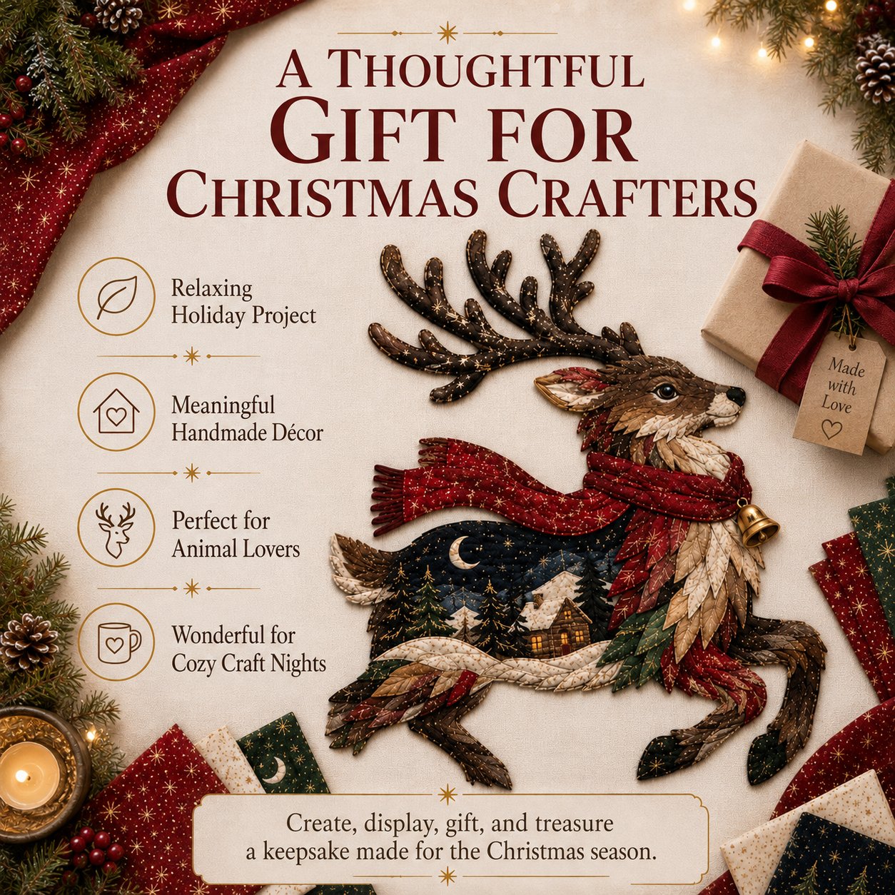 🔥LAST DAY 49% OFF - 🎄🎅Christmas Woodland Wildlife DIY Patchwork Kit – ✨Create a Festive Handmade Keepsake
