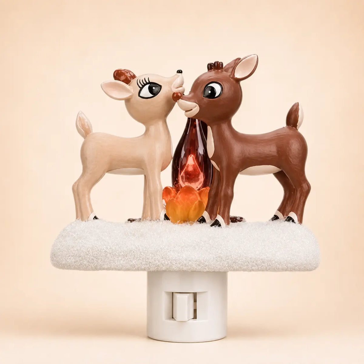 3D Flickering Campfire Plug-In Night Light, Halloween & Christmas Character LED Nightlight, Cute Indoor Holiday Decoration for Bedroom, Hallway and Gifts, Resin