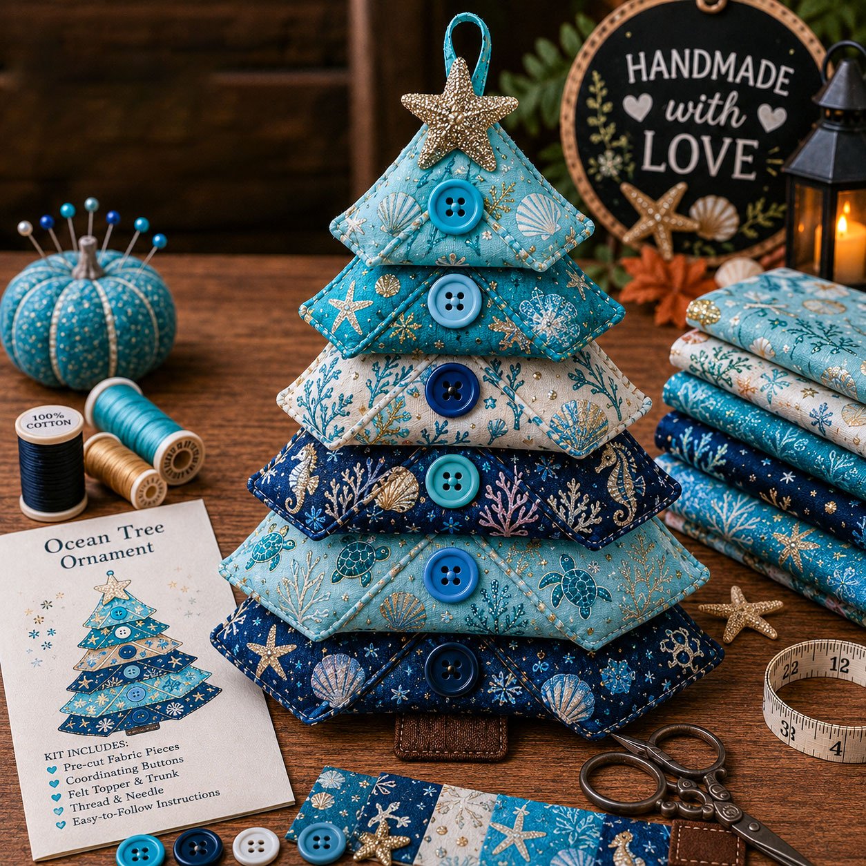 ⚡20K+ SOLD !! 🎁 Layered Fabric Tree Ornament DIY Sewing Kit