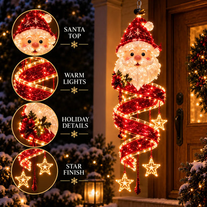 🎅Christmas Magic Spira Hanging LED Light Collection – 9 Festive Designs ✨ | Suspended Glowing Characters with Spiral Lights & Hanging Details for Porches, Windows, Entryways & Holiday Displays