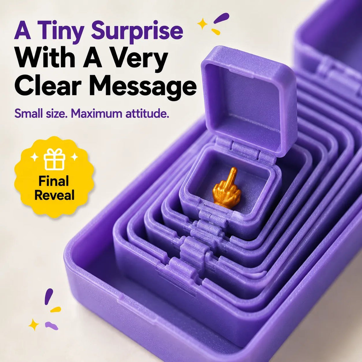 💯🎁 6-Layer Nesting Prank Gift Box | Pick Your Surprise: Middle Finger, Spider or Number 67
