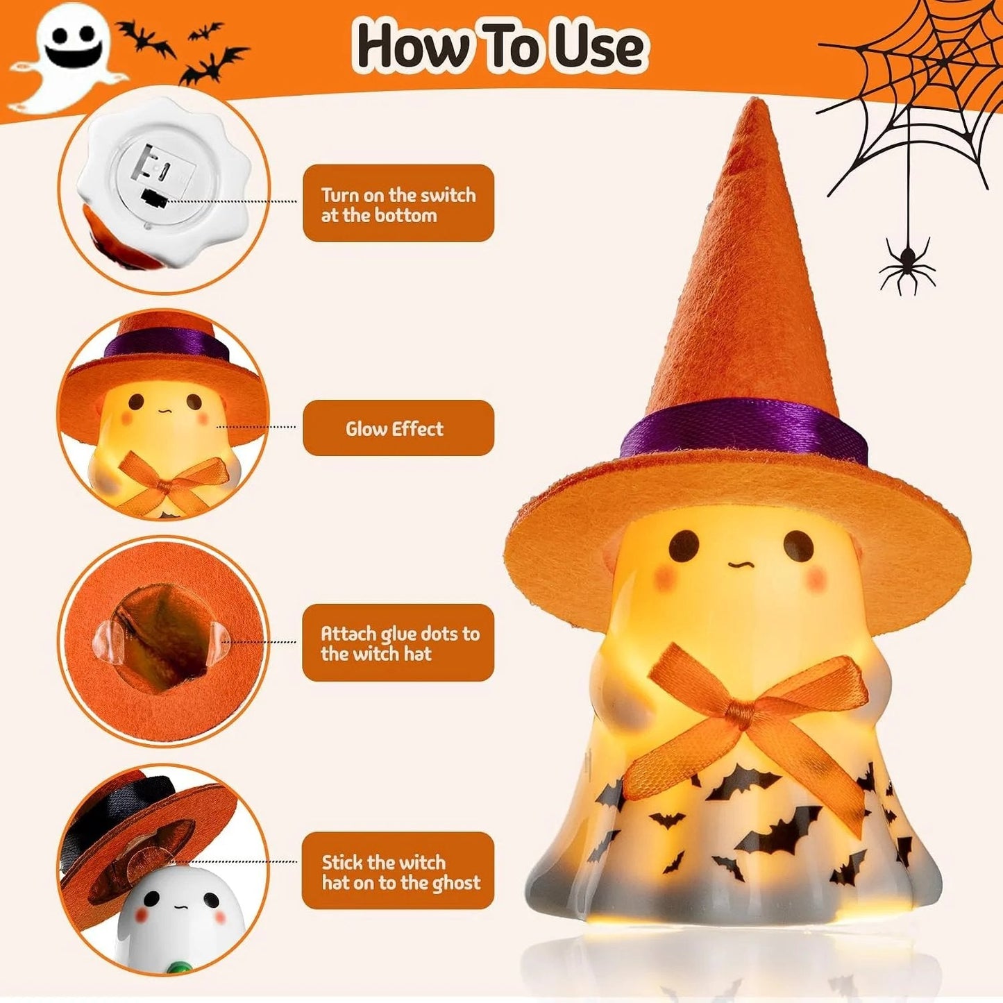 Whimsical Light-Up Halloween Ghost Trio