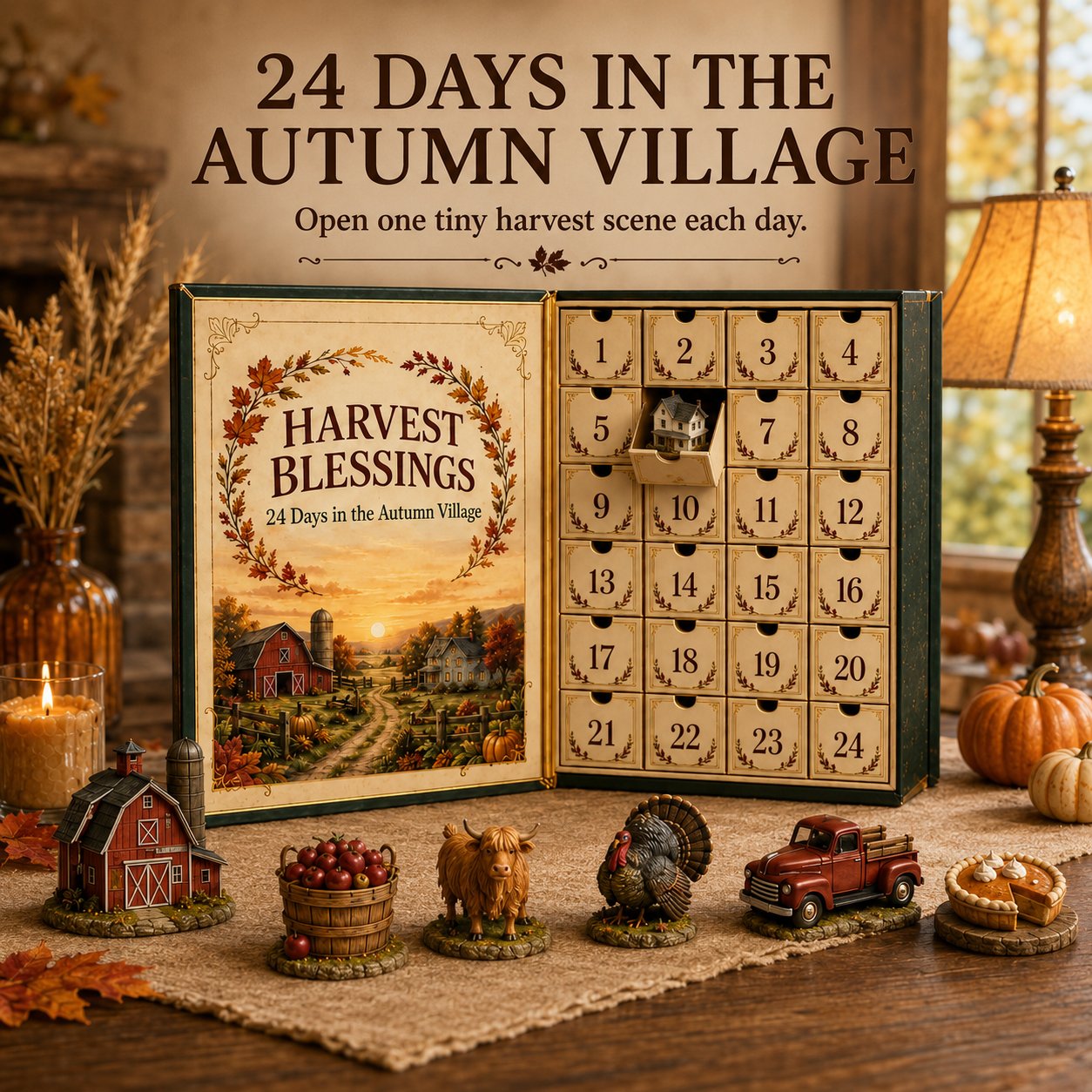 ⏳ Last Day 49% OFF – 🍂 Harvest Blessings Advent Calendar 2026 | 24 Unique Autumn Farm & Thanksgiving Collectibles in a Book-Style Countdown Box 🦃