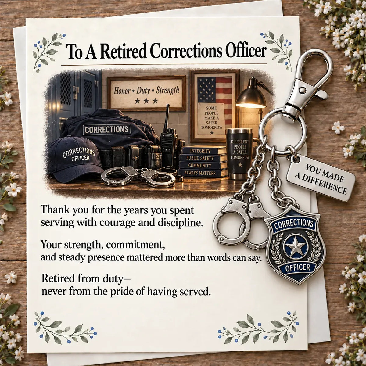 ✨ The 'You Make a Difference' Retirement Appreciation Gift Set – Keychain & Greeting Card ✨
