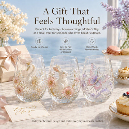 🔥 LAST DAY 49% OFF – ✨ 3D Animal Floral Glass Tumbler | For Prettier Sips, Sunlight-Catching Details, Nature Charm & Elegant Everyday Drink Vibes 🌸🐾