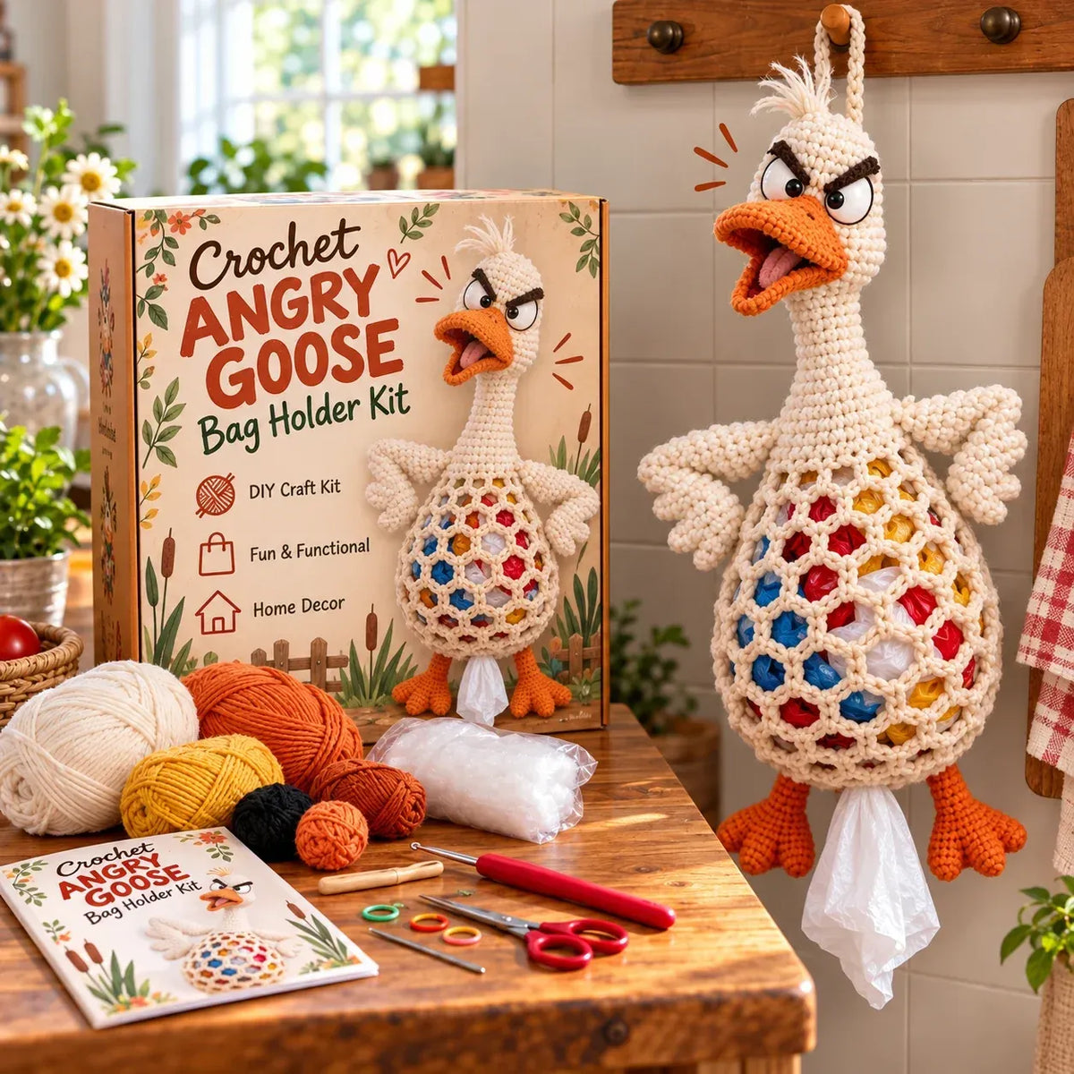 🧶 Cottage Harvest Keepers™ – Crochet Animal Bag Holder DIY Kit