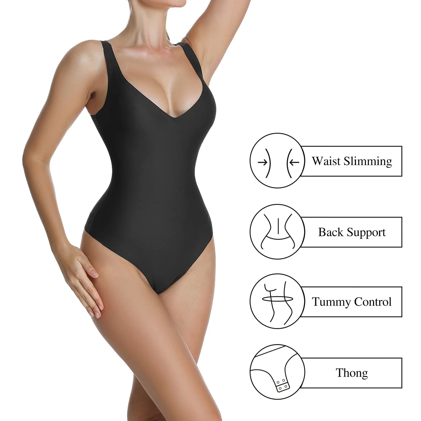Wireless Plunge Thong Bodysuit - Sexy, Comfortable Fit