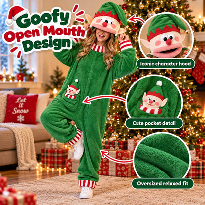 Goofy Mouth Christmas Plush Onesie | Soft Fluffy Family Holiday Costume