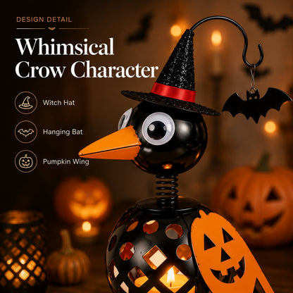 Whimsical Halloween Pumpkin Crow