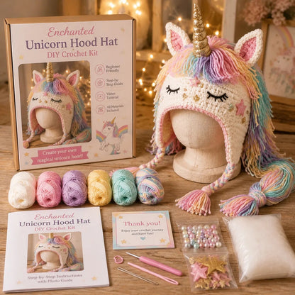 🐉✨ Fantasy Hood Hat DIY Crochet Kit | Premium Soft Yarn Materials with Step-by-Step Guide DIY Handmade Wearable Character Hood 🧶🎭✨