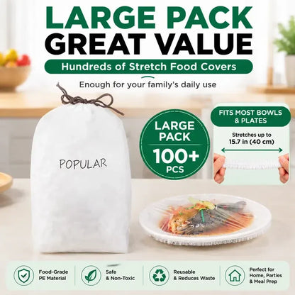 🔥🎁100PCS Disposable Stretch Food Covers for Bowls & Plates
