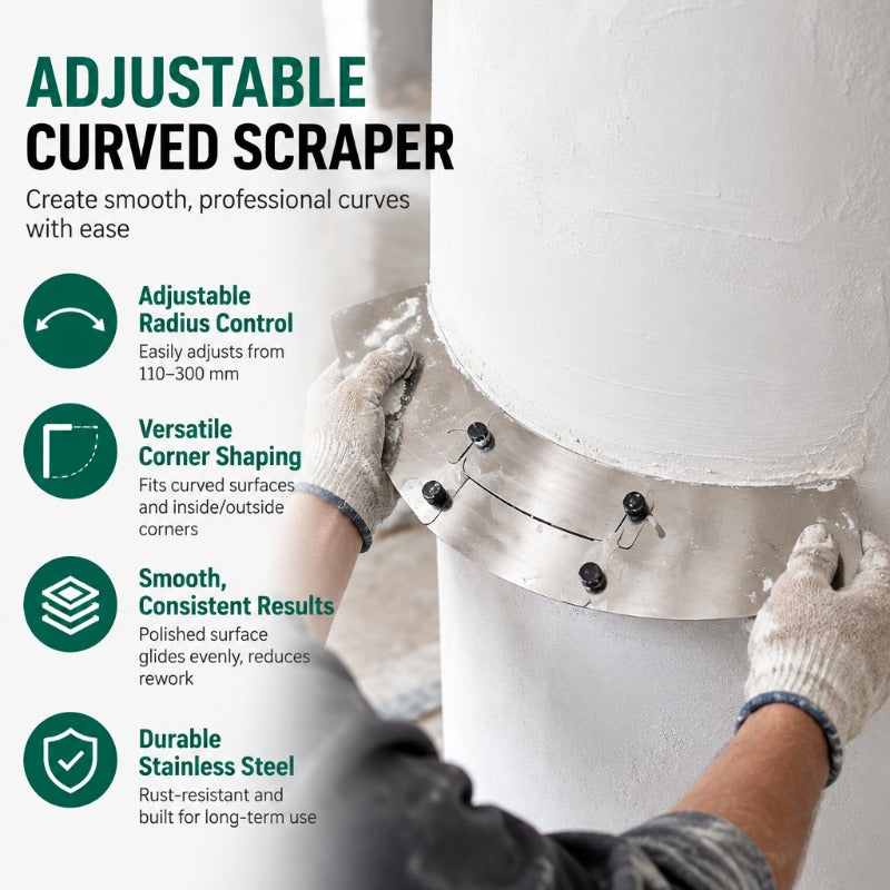 Adjustable Curved Plastering Scraper