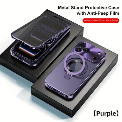 Privacy Screen & Magnetic Phone Case for iPhone with Stand Ring Holder