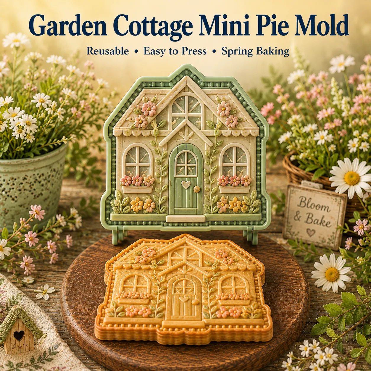 🎉⏳ Last Day 49% OFF – 🌸 8-Design Spring Garden Mini Pie Mold Collection | Reusable Embossed Molds for Shaping Detailed Bee, Butterfly, Ladybug, Sunflower, Cottage & More 🥧✨