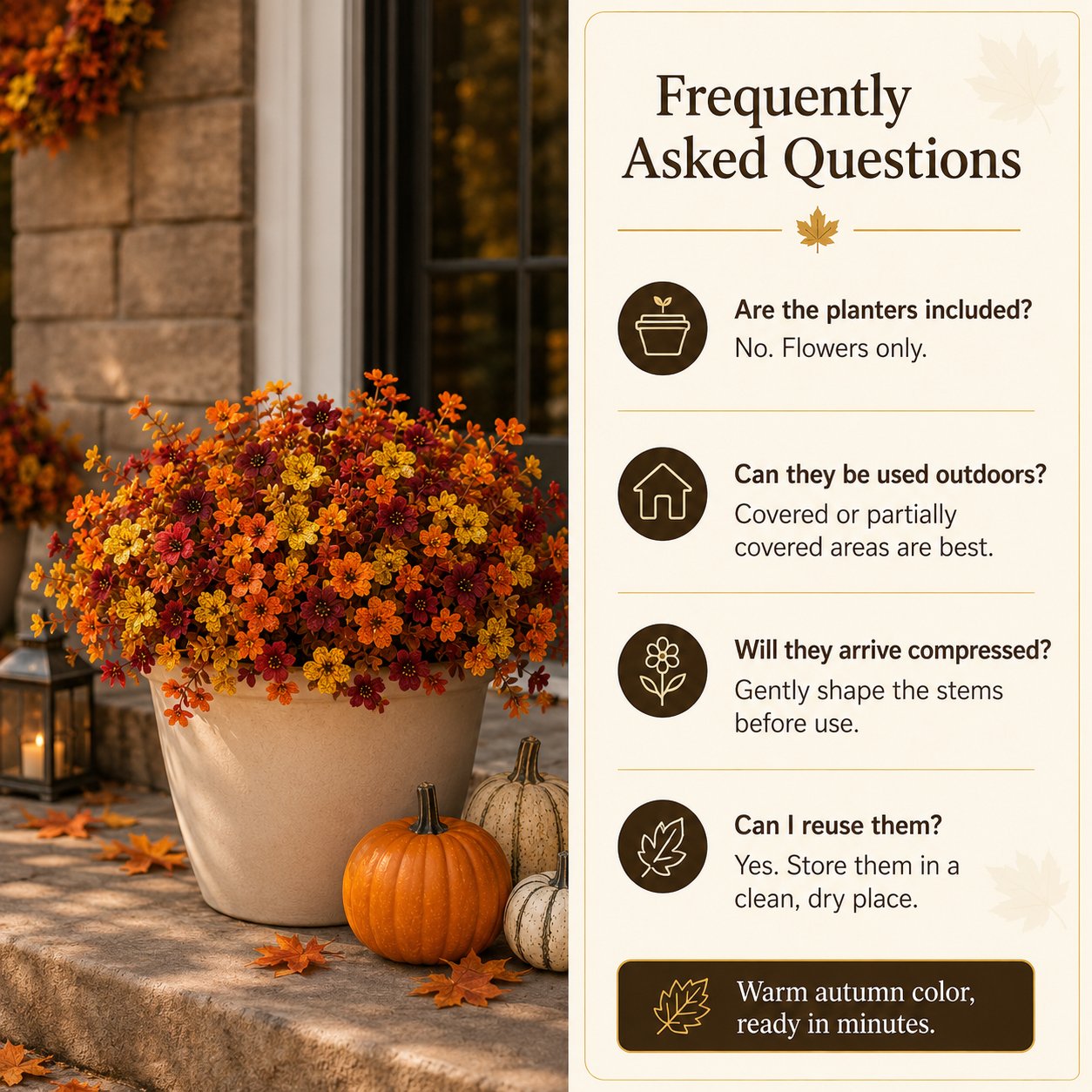 🍂 FALL SALE 49% OFF🌼 Faux Flower Bundles for Porch Decor