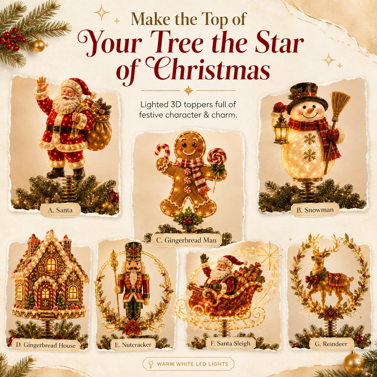 ⏳ Last Day 49% OFF – 🎅  Lighted Christmas Tree Topper Collection ✨