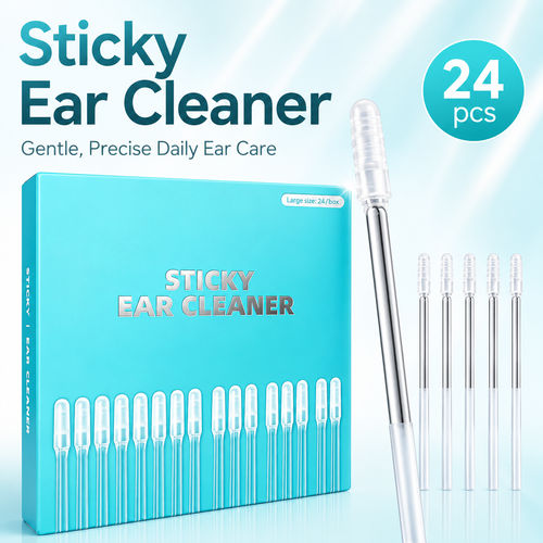 👂 24-Pack Sticky Ear Cleaner Swabs – Disposable Outer Ear Wax Cleaning Tool