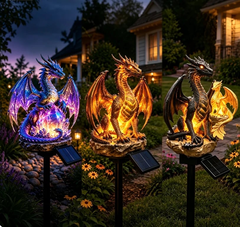 🔥HOT SALE🔥Amethyst Crystal Dragon🐉Solar Dragon Crystal Garden Light