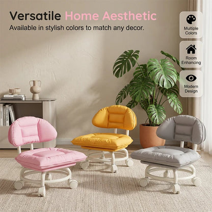 Rolling Low Stool with Backrest – Padded seat & silent casters – Perfect for workshops, garages or studios – comfortable and mobile 🛠️✨