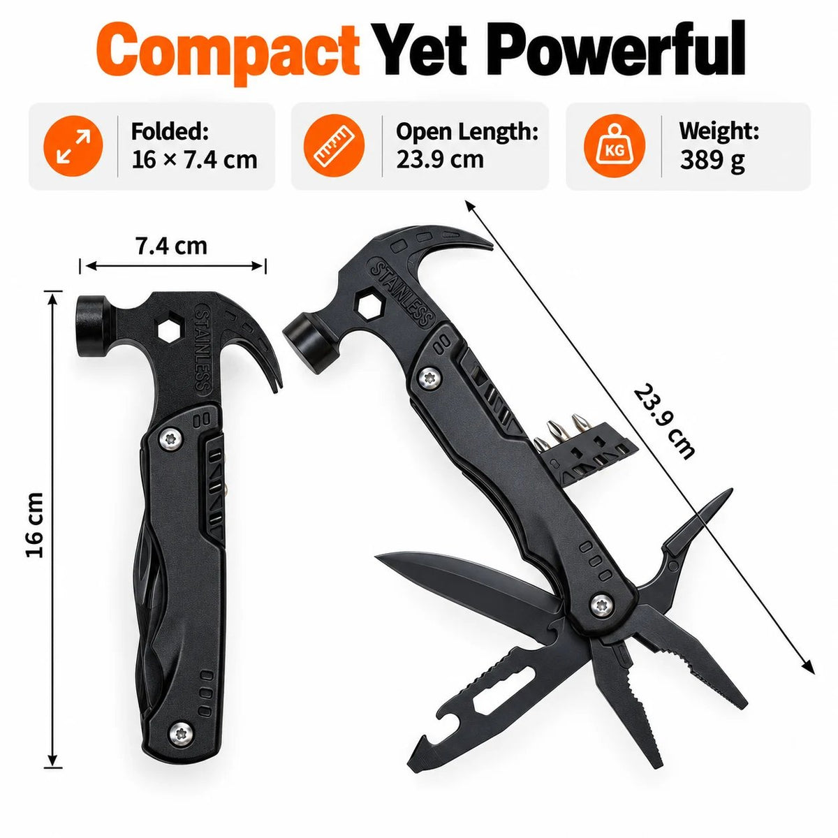 🌟✨ 19-in-1 Multifunction Camping Hammer