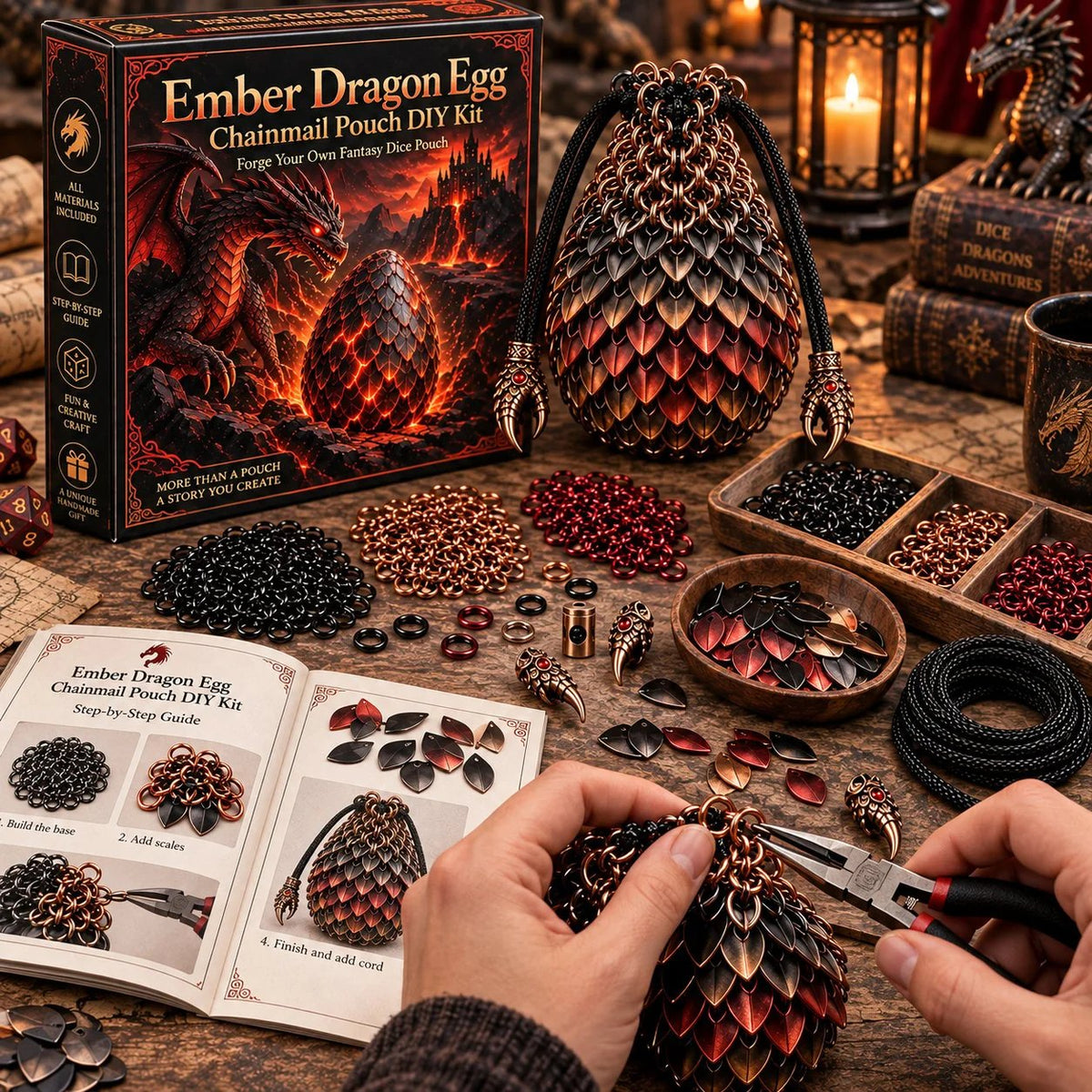 Dragon Egg Chainmail Pouch DIY Kit – 8 Fantasy Styles