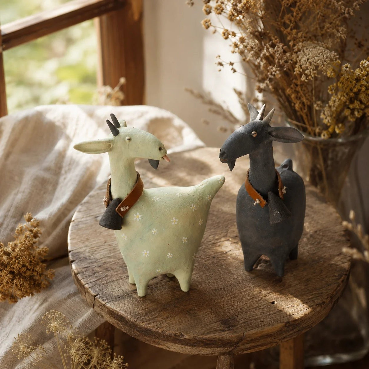 Charming Farmhouse Goat Figurines – 2-Piece Set