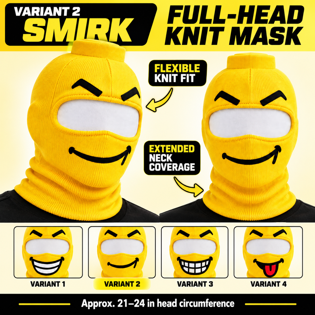 Funny Face Knit Mask – fit and neck coverage