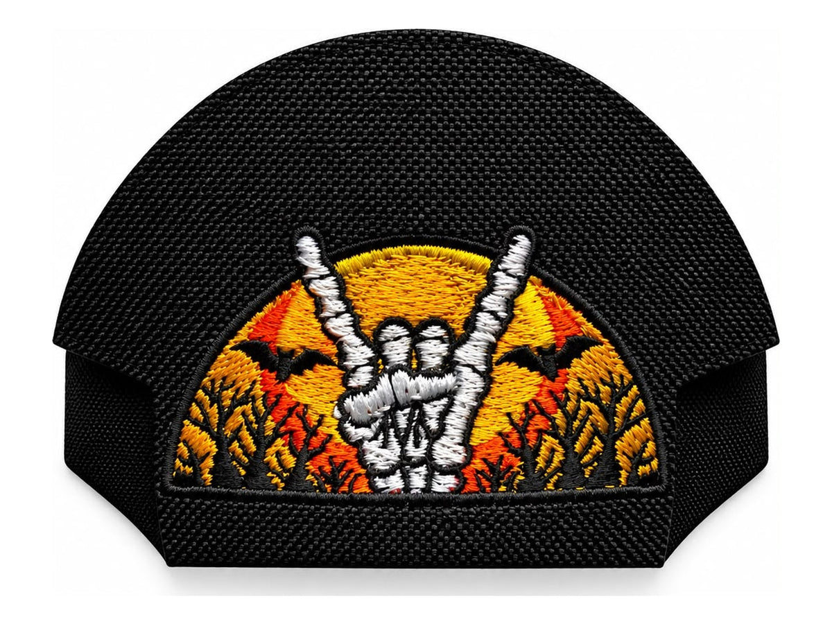09 · Skeleton Rock — Black embroidered cap-back insert; cap not included