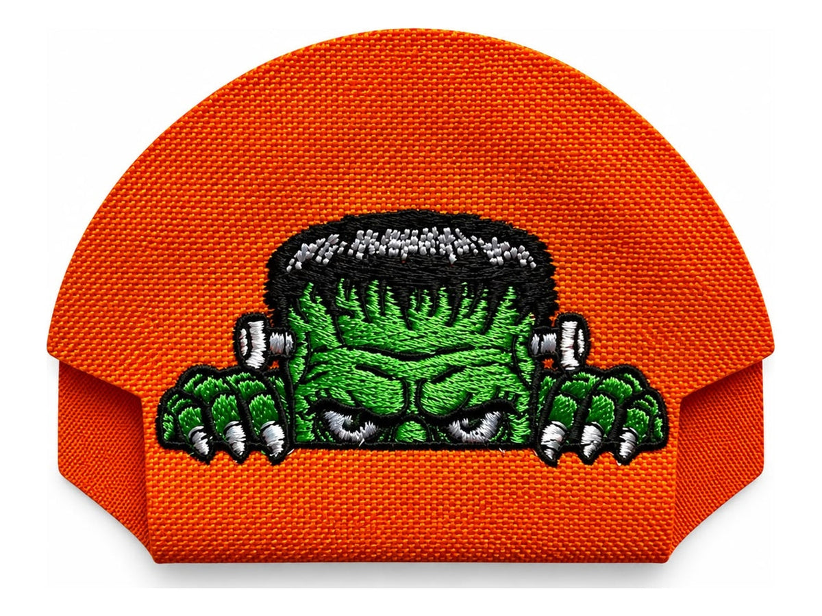 16 · Frankenstein — Orange embroidered cap-back insert; cap not included