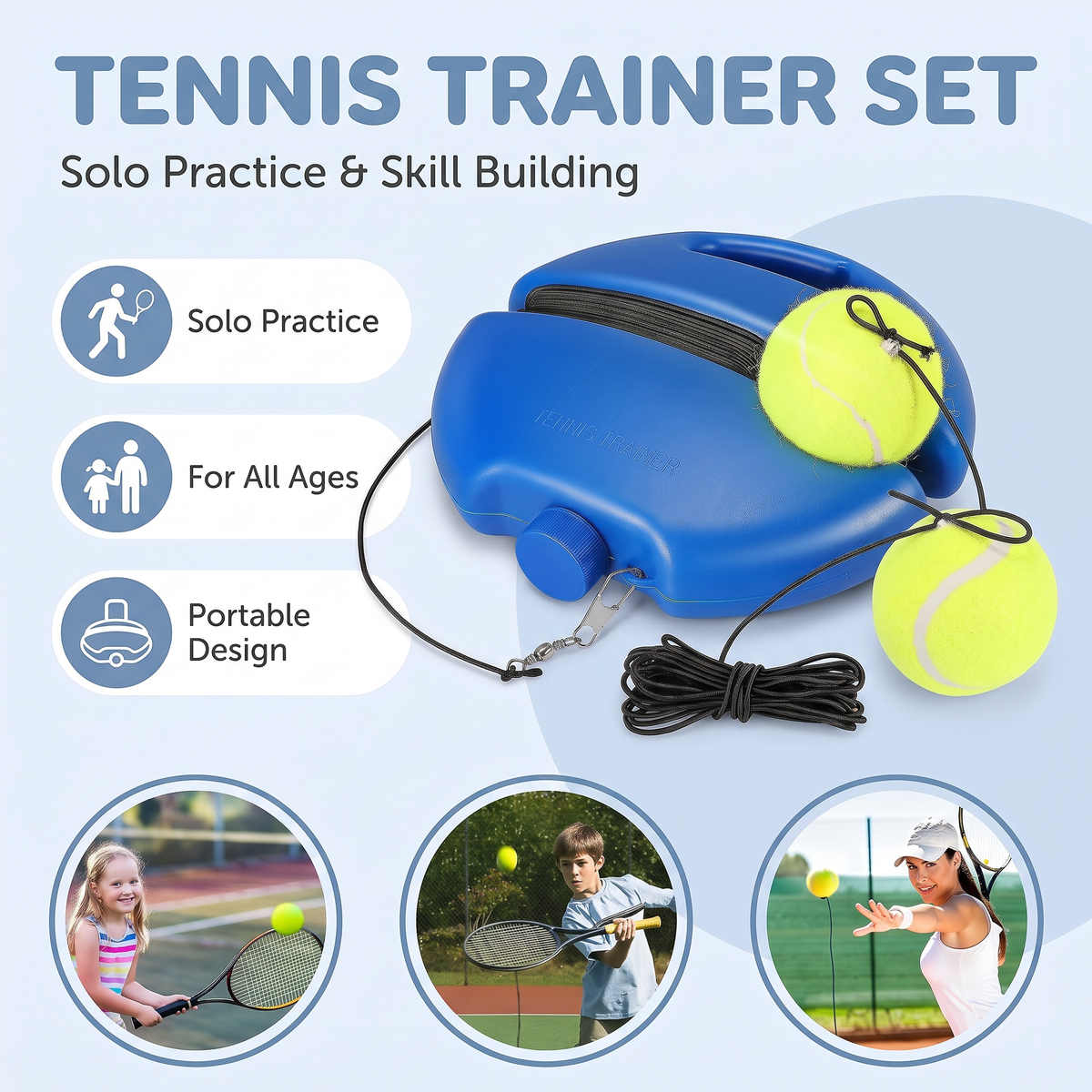 🎾Tennis Trainer with Rebound Ball