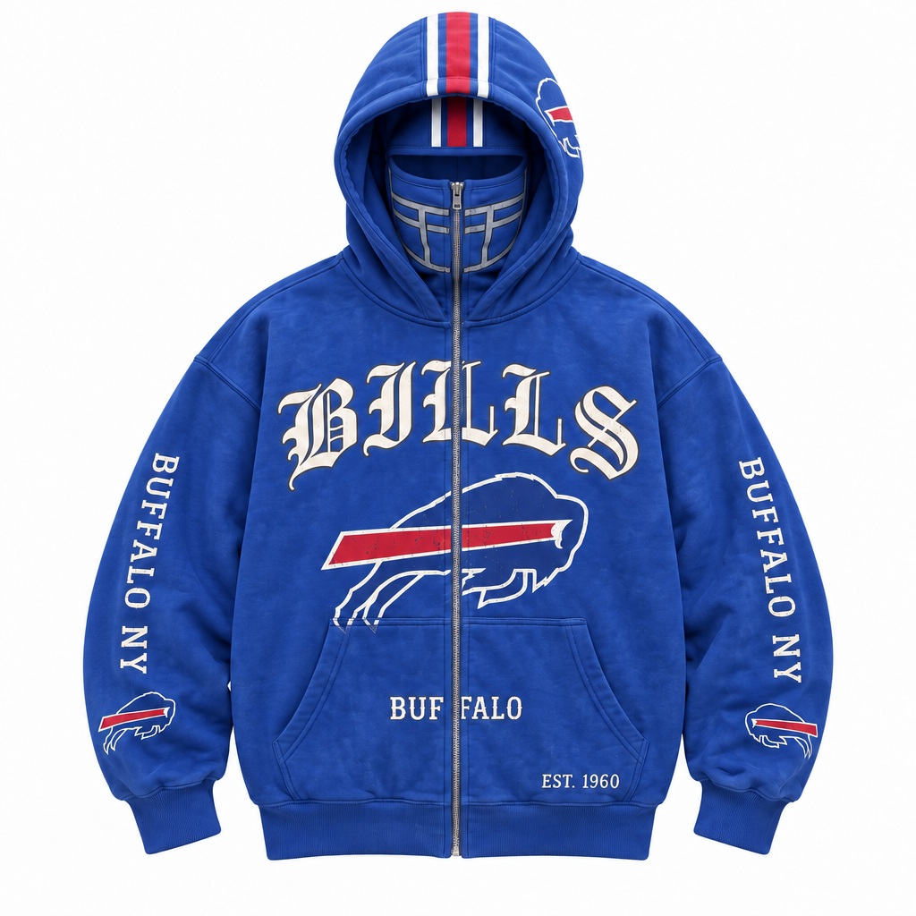 🏈 2-in-1 Football Zip Hoodie – Full-Zip Helmet Hood & Oversized Fit