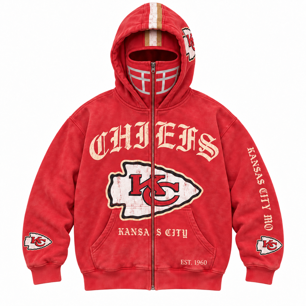 🏈 2-in-1 Football Zip Hoodie – Full-Zip Helmet Hood & Oversized Fit