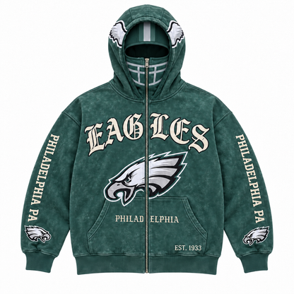 🏈 2-in-1 Football Zip Hoodie – Full-Zip Helmet Hood & Oversized Fit