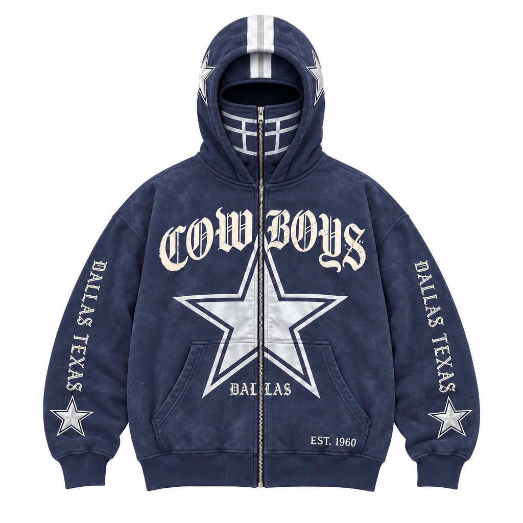🏈 2-in-1 Football Zip Hoodie – Full-Zip Helmet Hood & Oversized Fit