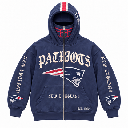 🏈 2-in-1 Football Zip Hoodie – Full-Zip Helmet Hood & Oversized Fit