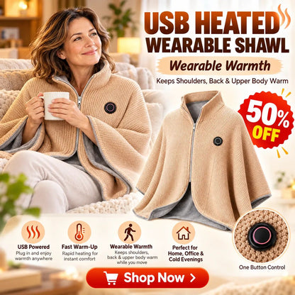 ⛄LIMITED-TIME 50% OFF‼️💞54K+ SOLD⭐🔥 USB HEATED WEARABLE SHAWL - image-6ac5fe1e4f892ab0c09768af