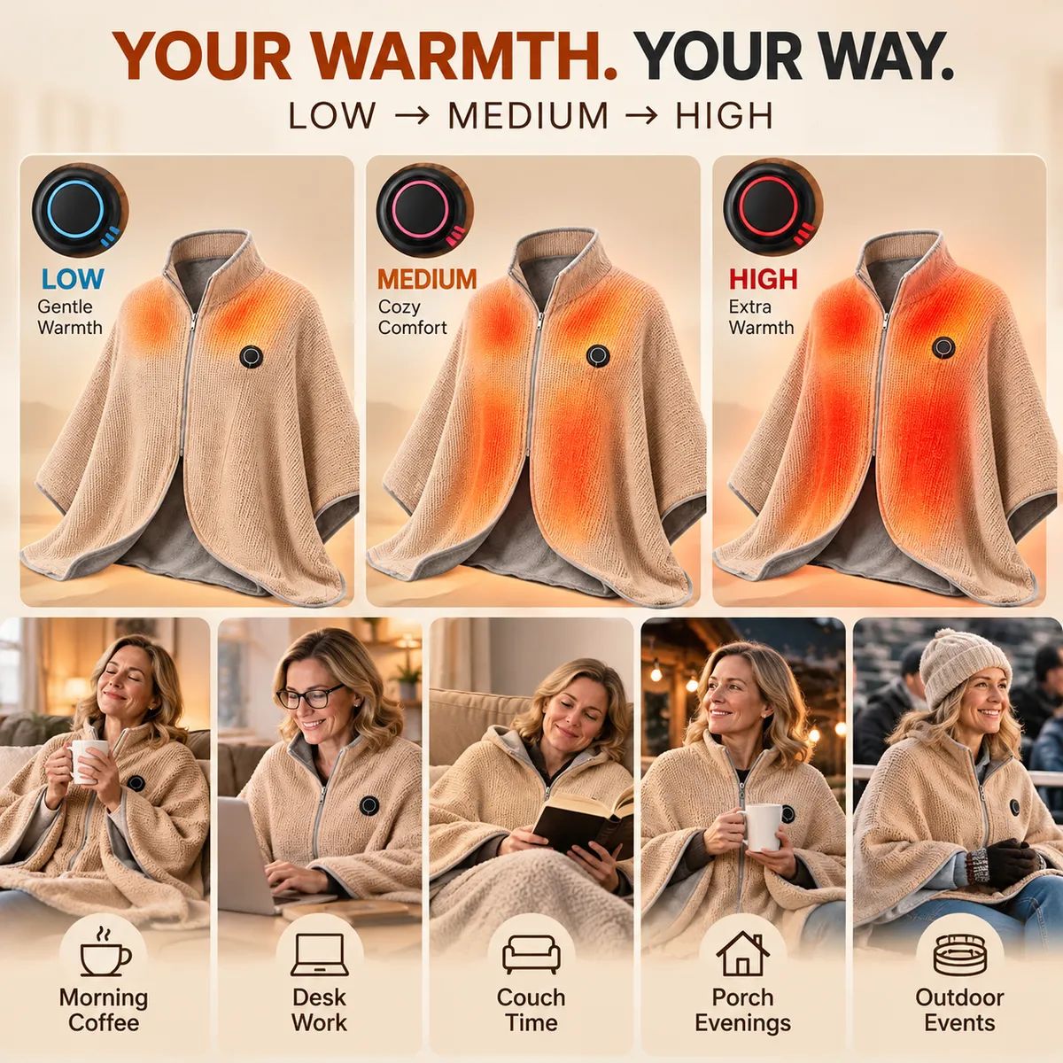 ⛄LIMITED-TIME 50% OFF‼️💞54K+ SOLD⭐🔥 USB HEATED WEARABLE SHAWL - image-6ac5fe1e591ac34d19b93bb4
